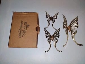 Set Of 3 Vintage Home Interior Metal And Wood Butterflies Wall Hanging Decor - Picture 1 of 9