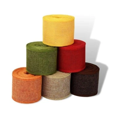 Jute Twin Burlap Craft Ribbon Lace On Spool 2" x 2Mtr For Arts & Crafts 6 Pcs - Image 1 of 4