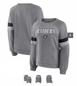 Women's Heathered Gray Las Vegas Raiders Big Role Raglan Pullover Sweater Sz XL - Picture 1 of 13