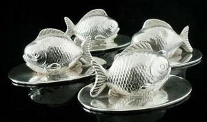 4 tarjeteros Sampson Mordan de plata esterlina para menú o lugar de pescado, Chester 1909 - Imagen 1 de 12