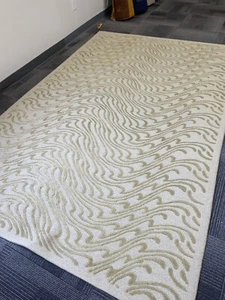 Modern silk & wool hand made Area Rug sand -light gold Tibetan 5x8   Elegant New - Picture 1 of 7