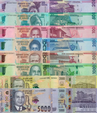 Malawi 8 PCS Set: 20 to 5000 Kwacha (2020/2021) p63f,p-66b,p-67d,p-69c,p-W71 UNC Cover