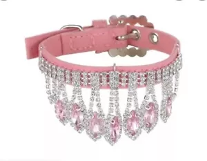 XS Dog or Cat Collar, Bling Bling Pink And White Rhinestones. Perfect For A... - Picture 1 of 5