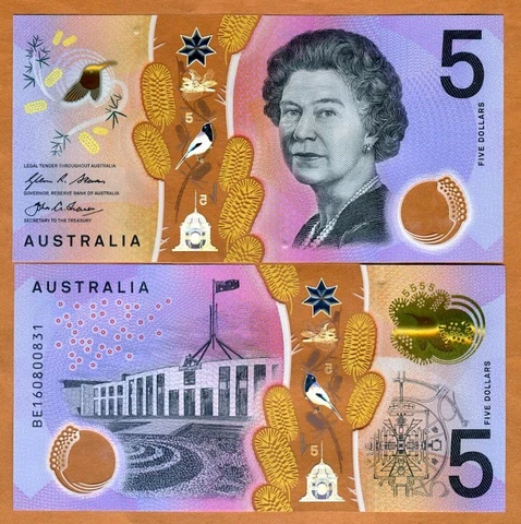 Australia, $5, 2016, P-62a QEII, Polymer UNC Redesigned Cover