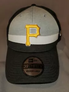 PITTSBURGH PIRATES NEW ERA 39 THIRTY GREY MED LRG STRETCH MENS HAT STRIPE SHADOW - Picture 1 of 5