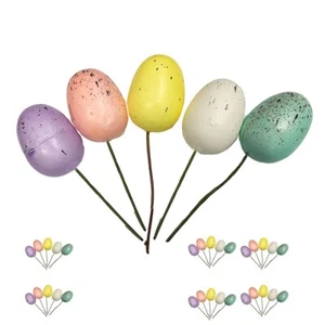 Easter 5cm/2 Inch Egg Decoration Picks Pastel Colours Speckled Black Pack of 30 - Picture 1 of 1