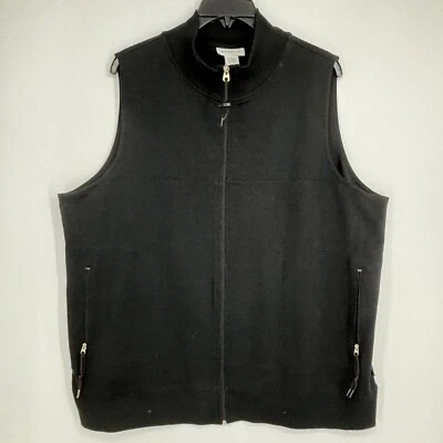 Avenue Womens Size 18 20 Zip Front Vest Sleeveless Jacket Black Fleece Rib Trim - Image 1 of 4