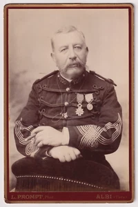 CARTE CABINET Prompt à Albi - MILITAIRE 120e Officier médaillé - Vintage c.1892 - Imagen 1 de 2