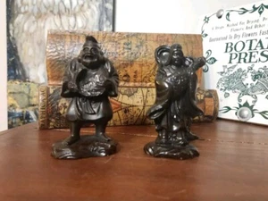 Vintage Set of 2 Wildwood Imports(?) Japanese Lucky God & Woman Figure - Picture 1 of 9