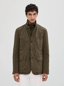 New Massimo Dutti Blazer w Inner Removable Down Jacket M Khaki 3411/232 coat - Picture 1 of 7