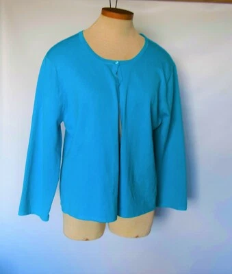SAG HARBOR Long Sleeve Thin Knit Silk Blend Cardigan Sweater Bright Blue Size 16 - Image 1 of 4