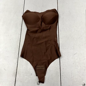 ShaperDiva Brown Strapless Built In Bra Thong Bodysuit Women's Size Medium NEW - Picture 1 of 5