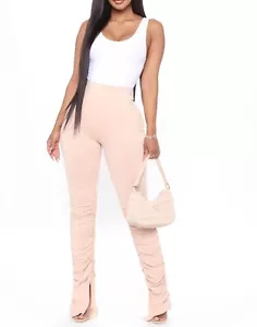 Fashion Nova Stacked Honey High Rise Pants | Size Small Taupe NWT - Picture 1 of 4
