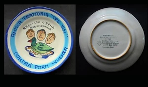 TRATTORIA TRE VISI VICENZA - Piatto del buon ricordo 23 cm - Solimene Vietri - Imagen 1 de 3
