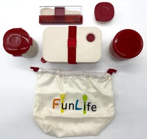 Fun Life 6 Piece Bento Box Set Leakproof Portable Microwavable BPA-Free With Bag - Picture 1 of 15