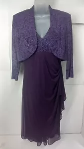 Abito da donna viola Alex Evenings vita imperi bolero taglia 8 made in USA - Foto 1 di 9