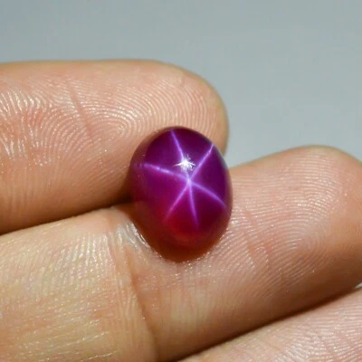 Super Fine Lab Created Pink Star Ruby AAAA Oval Cabochon Loose Gem 5 Cts  - Image 1 of 3