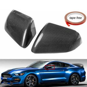 REAL CARBON FIBER SIDE MIRROR COVERS FOR 15-2022 FORD MUSTANG WITH LED SIGNAL GT - Picture 1 of 9