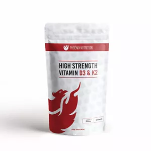 High Strength Vitamin D3 and K2 Tablets 4000IU 250mcg - MK-7 Phoenix Nutrition - Picture 1 of 6