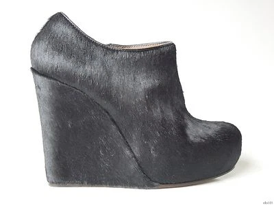 BOTAS TOBILLERAS MARNI PELO PONY negras cuero 39 9 tacón cuña - increíble nuevas $1350 Foto 1 de 4