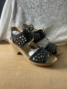 Spring Step Damen-Sandalen weiches schwarzes Leder bequem mit Absatz Größe 9,5 - Bild 1 von 8