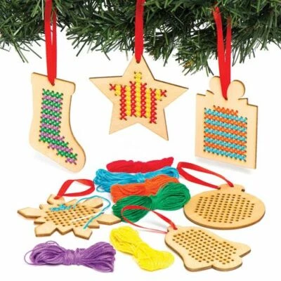 Navidad Decoración Campana Bauble Niños Punto de Cruz Kit Madera Regalo Artesanal Medias Divertidas