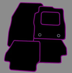 BLACK TAILORED CAR MATS WITH PURPLE TRIM FOR PEUGEOT 107 - Picture 1 of 1