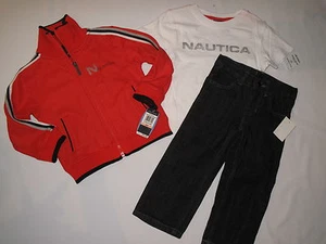 NWT $74.50 NAUTICA 2 pc set jacket, jean only BOY size 2T orange - Picture 1 of 11