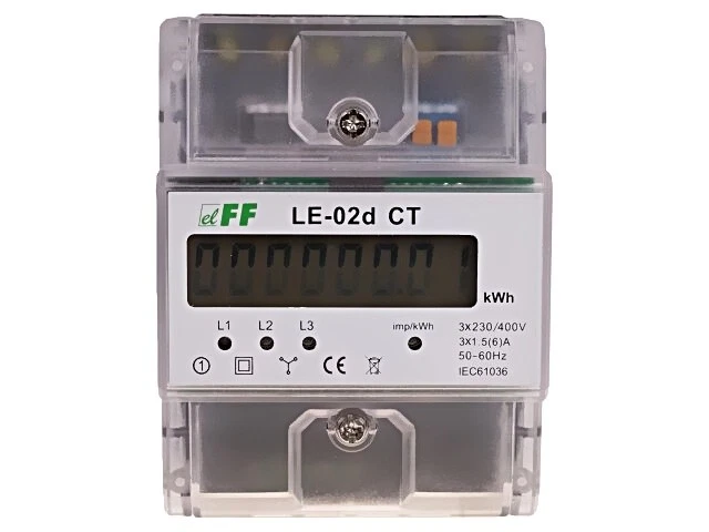 LE-02D-CT counter digital, mounting for DIN rail 3-phase, 4-wire LCD - Image 1 of 1