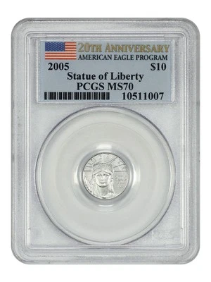 2005 $10 Statue of Liberty PCGS MS70 - $10 Platinum Eagles - Image 1 of 4