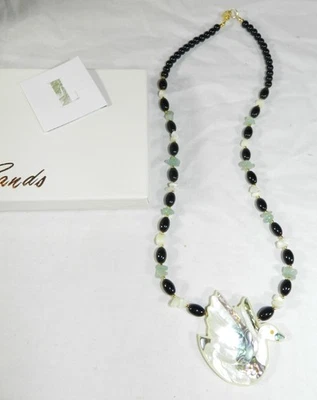 New w/ box - Lee Sands Shell Inlay Swan Necklace - 23" long - Image 1 of 4
