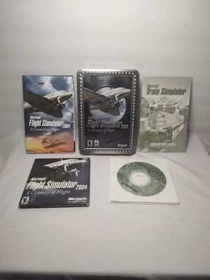 Microsoft Flight Simulator 2004 And Train Simulator W/Manuals And Metal Case  - Image 1 of 3
