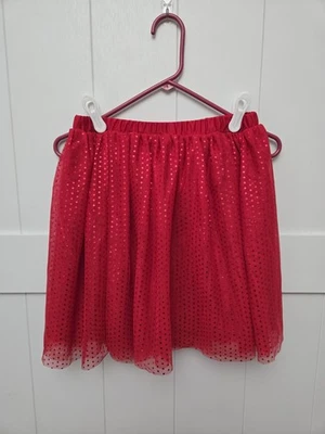 Holiday Time, Red Mesh/Tulle Skirt, Polka Dots/Sparkle, Girls XL (14/16) - Image 1 of 4
