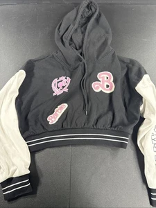 Women’s Barbie the Movie Embroidered Logo Cropped Hoodie Size Large - Bild 1 von 7