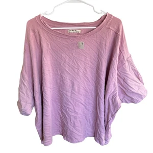 We The Free People Blossoms Tee Mauve XL Relaxed Comfortable Bohemian NWT - Picture 1 of 8
