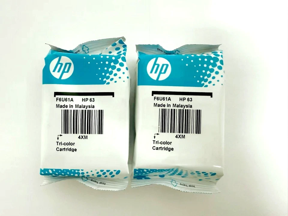 New HP 63 color Ink Cartridge OEM Sealed 100% ink level, 2 pack - Image 1 of 1