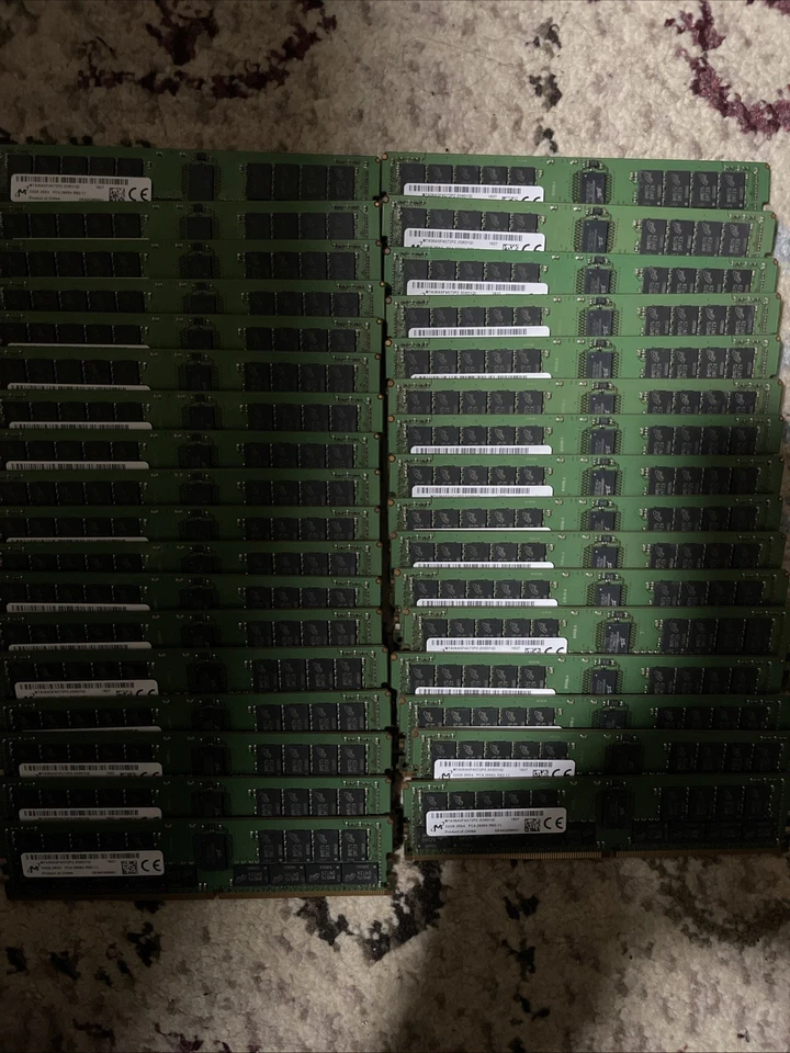 Lot Of 11 MICRON 32GB 2RX4 PC4-2666V DDR4 SERVER MEMORY MTA36ASF4G72PZ-2G6D1Q1 - Image 1 of 1