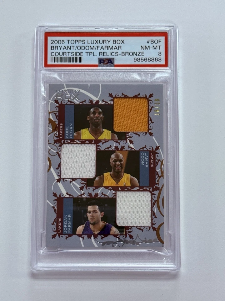 2006 Topps Luxury Box 16/19 Triple Relic Bryant/Odom/Farmar PSA 8 - Image 1 of 2