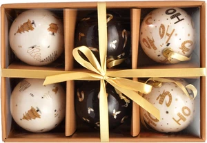 - Set 6 Sfere Decoupage Ornamentali Ho Ho Ho (Ø7,5Cm) Con Nastro in Tessuto per  - Foto 1 di 12