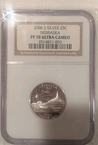 2006 S, NEBRASKA, state silver Quarter, NGC, PF70, Ultra Cameo - Picture 1 of 3