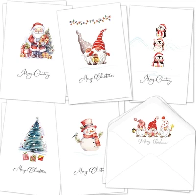 24 Pack Christmas Cards Bulk with Envelopes & Stickers, Watercolor Merry Christm