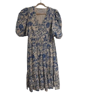 Neu mit Etikett Hyacinth House by Biesen blau Toile Midikleid Puffärmel Gr. L neu - Bild 1 von 6