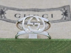 Gucci Ring ,Interlocking G, 9mm Sterling Silver, Size 6.5 , New - Picture 1 of 7