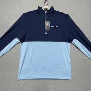 Pullover RLX Ralph Lauren Hombre Medio Azul Bloque de Color 1/2 Cremallera Rendimiento Elástico - Imagen 1 de 12