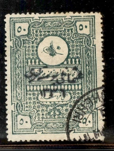 R1 50 piastre 1921 TURKEI TURKEY Handstamped Overprint Scott 32 CV 6250$ - Picture 1 of 2