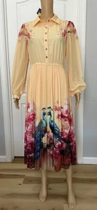 HANAE MORI Shirt Pleated Midi Dress - Picture 1 of 9