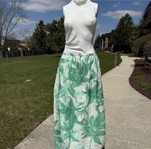Green And White Modest Tropical Maxi Skirt - Picture 1 of 4