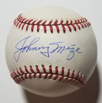 Johnny "The Big Cat" Mize REAL hand SIGNED Baseball JSA COA Autographed MLB - Image 1 of 4
