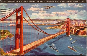 GOLDEN GATE BRIDGE International Exposition SAN FRANCISCO BAY c1939 Postcard - Picture 1 of 2