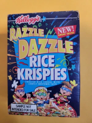 Caja de cereales Kellogg's Razzle Dazzle Rice Crispies 1998 sello original ¡NO ABIERTO!  Foto 1 de 4